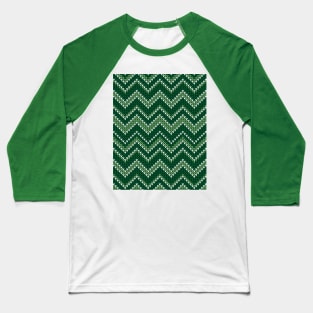 Retro Christmas green chevron knit Baseball T-Shirt